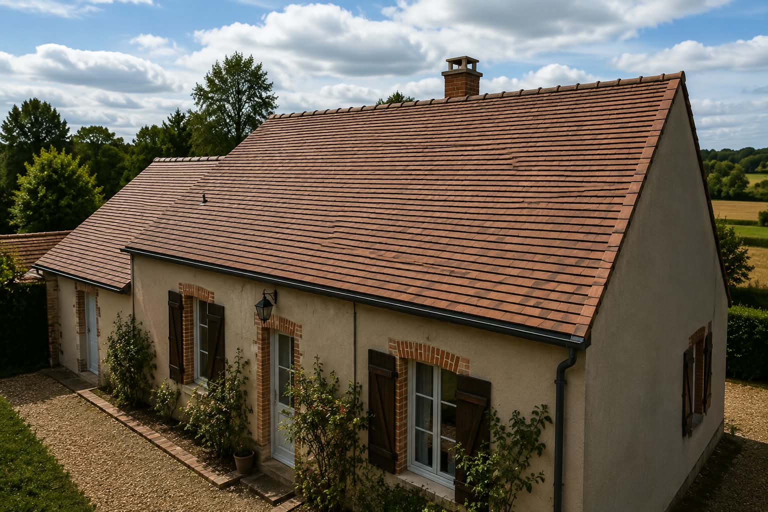 Artisan couvreur SF Habitat sur une toiture rénovée
