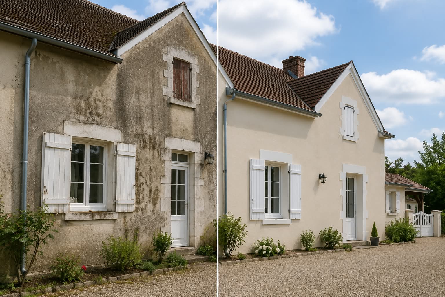 Façade avant et après ravalement à Bourges